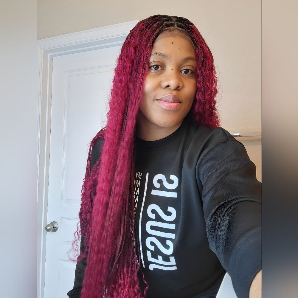 Knotless boho braided   wig full lace synthetic curls hair.